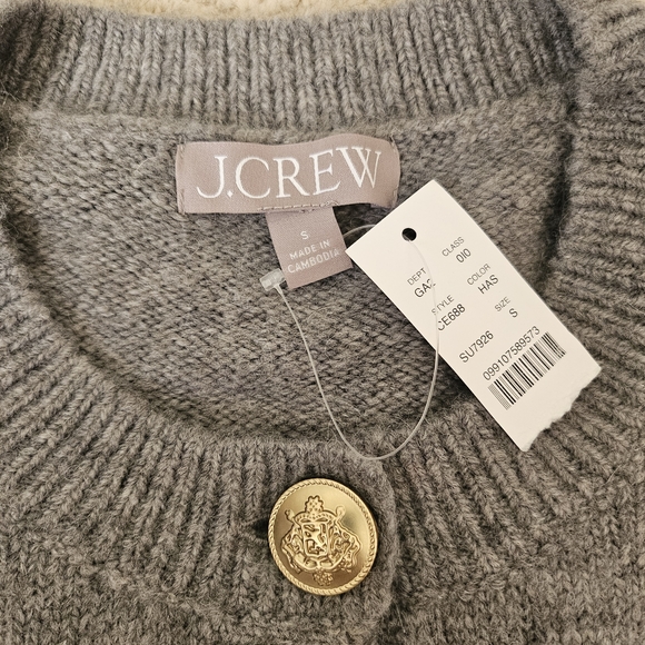 J. Crew Gray Cable Knit Cardigan with Gold Buttons - Picture 4 of 6